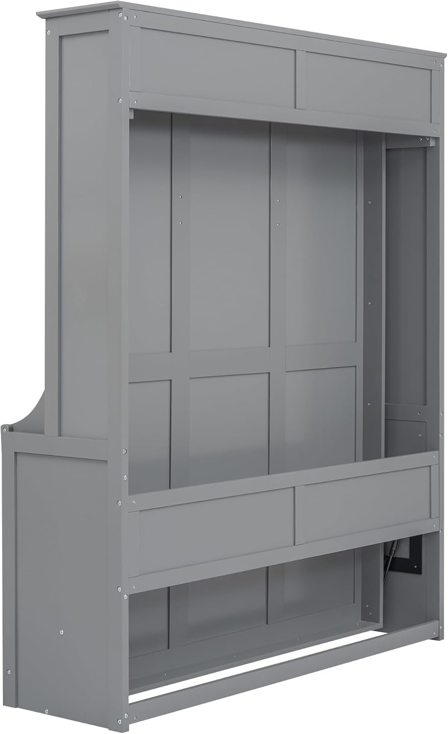 Murphy Wall Bed Queen, Wood Foldable Wall Bedframe with a Shelf for Guest Room Home Office, Space-Saving, Can Be Folded into a Cabinet, Gray