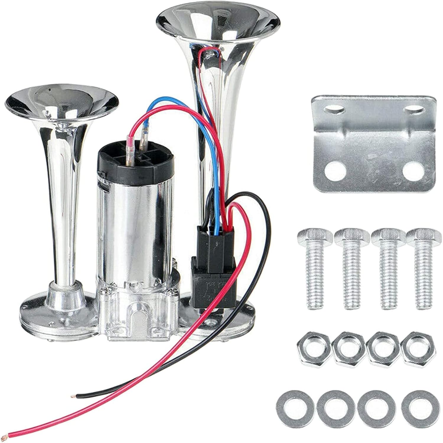 12V Truck Train Air Horn,150DB Super Loud Car Horns Kit with Compressor for Trucks Lorrys Trains Boats Cars Van Ship Pack of 2