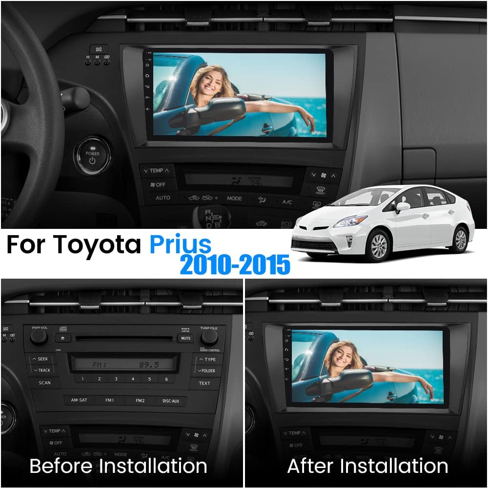 AWESAFE Car Radio Stereo for Toyota Prius 2010 2011 2012 2013 2014 2015, 9 Inch Touch Screen Head Unit Built in Carplay Andriod Auto Bluetooth Navigation Video Player