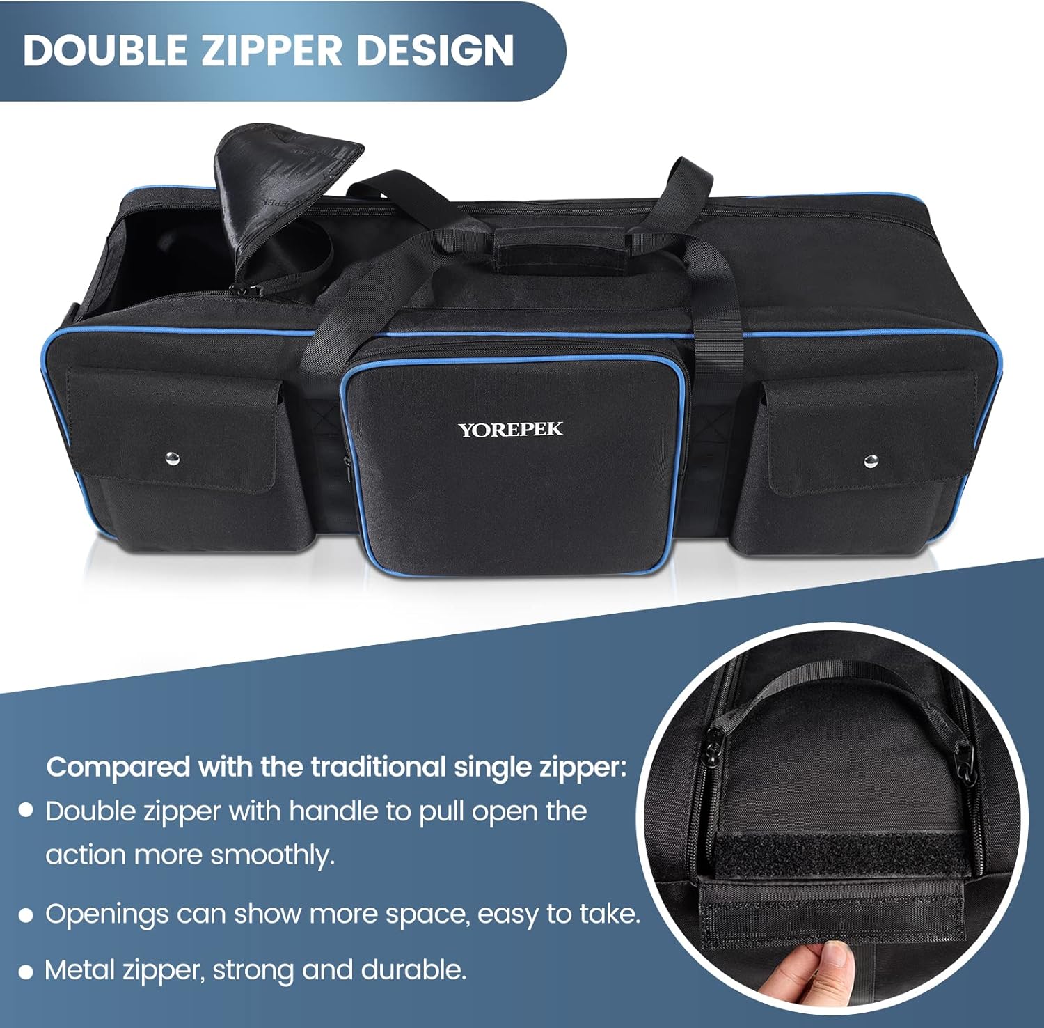 YOREPEK 30.5 Tripod Carrying Case Bag, Light Stand Bag with Strap Removable Padding, Photo Studio Equipment Large Case for Flash Light Stand, Tripods, Monopods, Umbrellas, Boom Stands