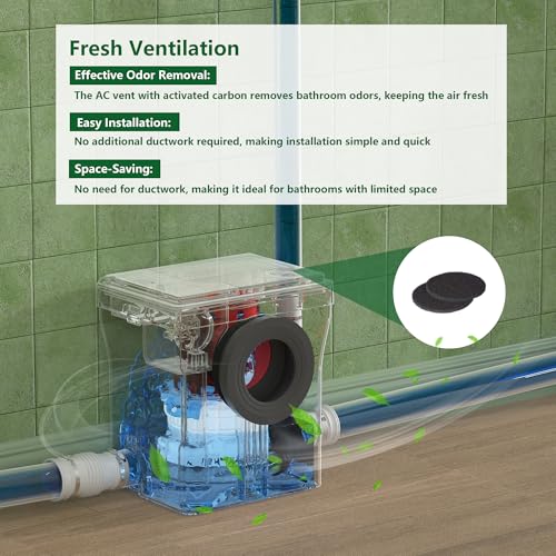 SUPERFLO Macerating Toilet System with Macerator Toilet Pump & One Piece Toilet Bowl,600W Upflush Toilet for Basement Pump to V26.2- H262 Feet