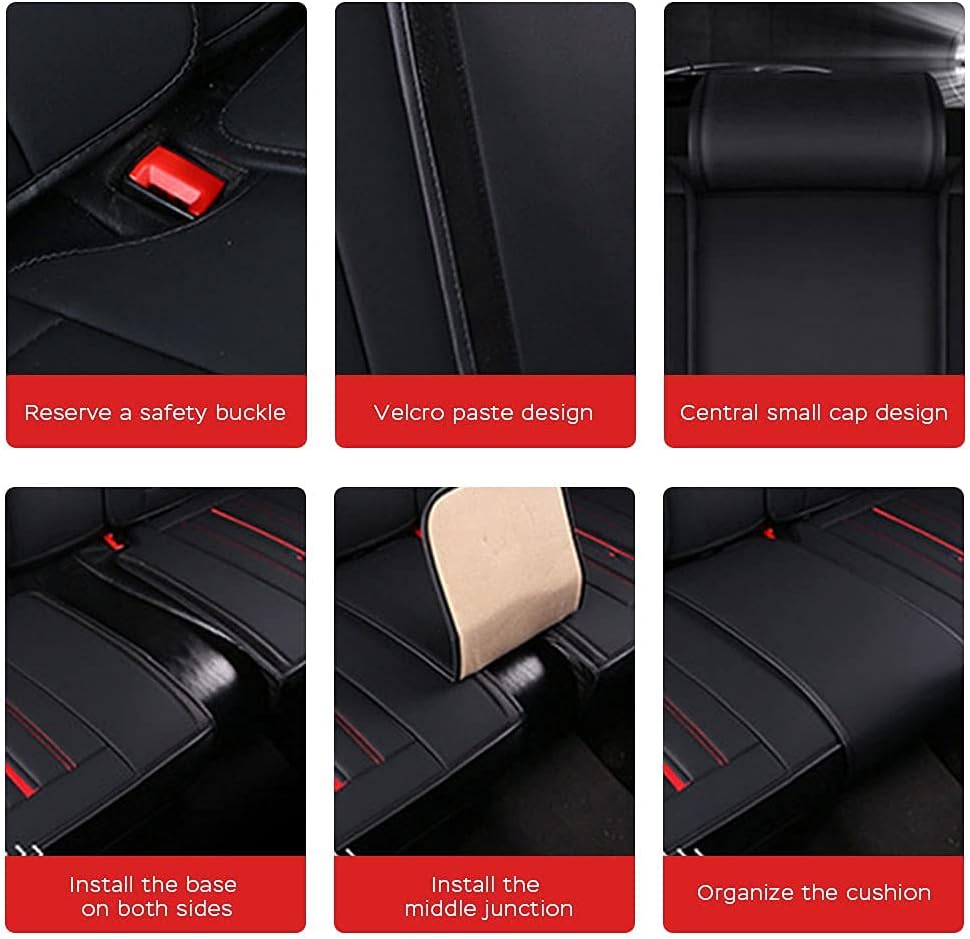 Blackwheel Car Luxury Seat Cover Front Rear Vehicle Leather Cushion Cover Universal Automobile Protector 276667=B3X67, Style 1 Luxury Black