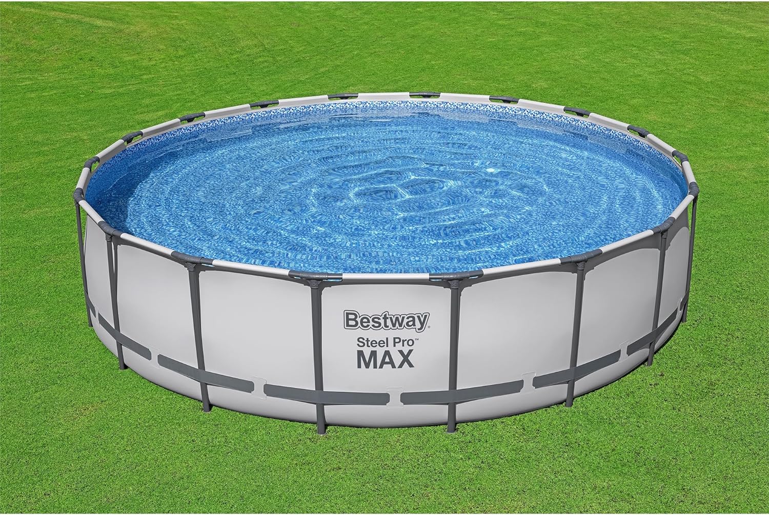 Bestway Steel Pro MAX 18 Foot x 48 Inch Round Metal Frame Above Ground Outdoor Swimming Pool Set with 1,000 Filter Pump, Ladder, and Cover