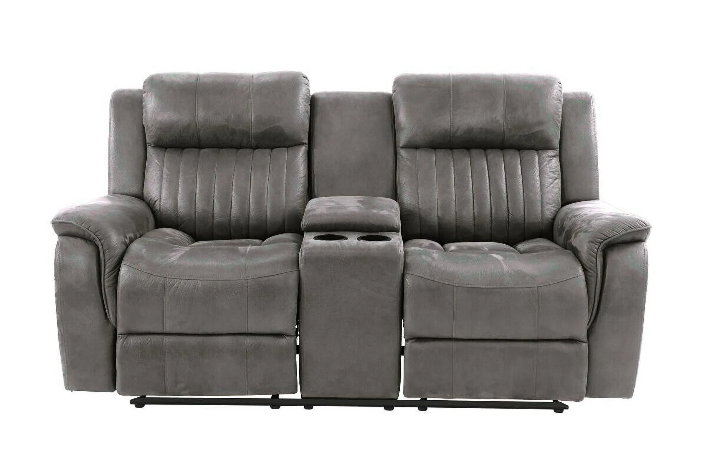 Living Room Furniture Power Motion Sofa Loveseat w Console 2pc Reclining Sofa Set Couch Modern Slate Blue Leatherette
