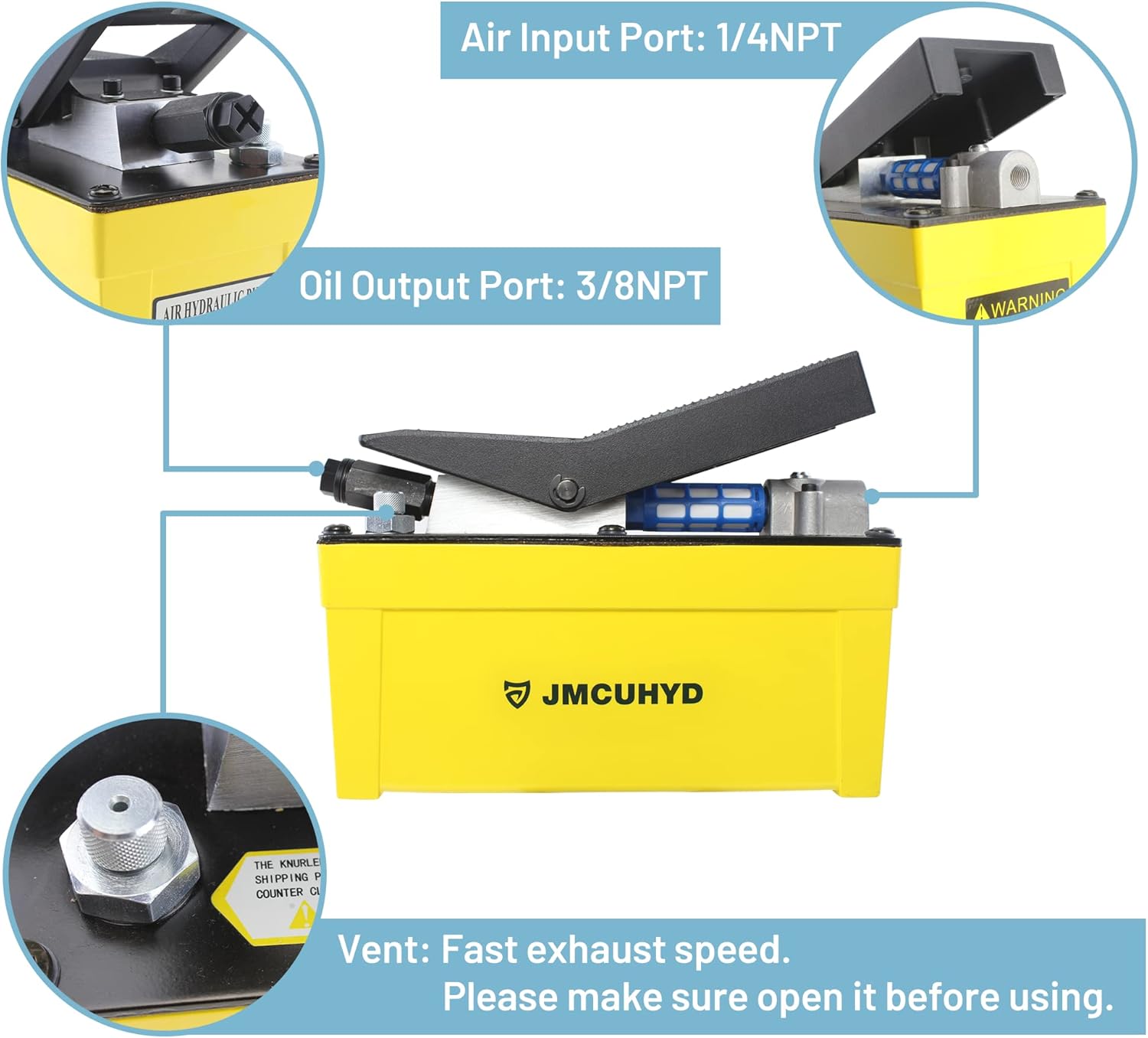 JMCUHYD 10,000 PSI Air Hydraulic Pump Foot Operated for Hydraulic Press, Hydraulic Hose Crimper and Hydraulic Ram/Jack