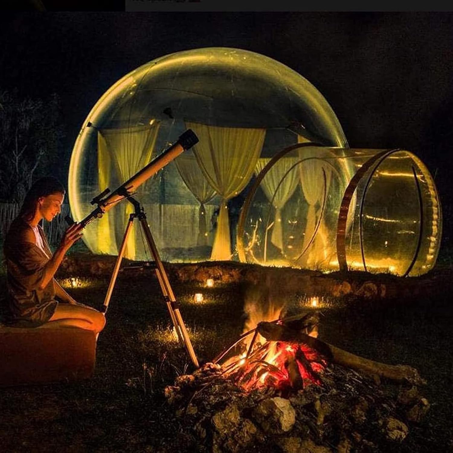 Inflatable Bubble Camping Tent, Transparent Inflatable Room Tent with Single Tunnel Dome for Garden Hotel with Blower