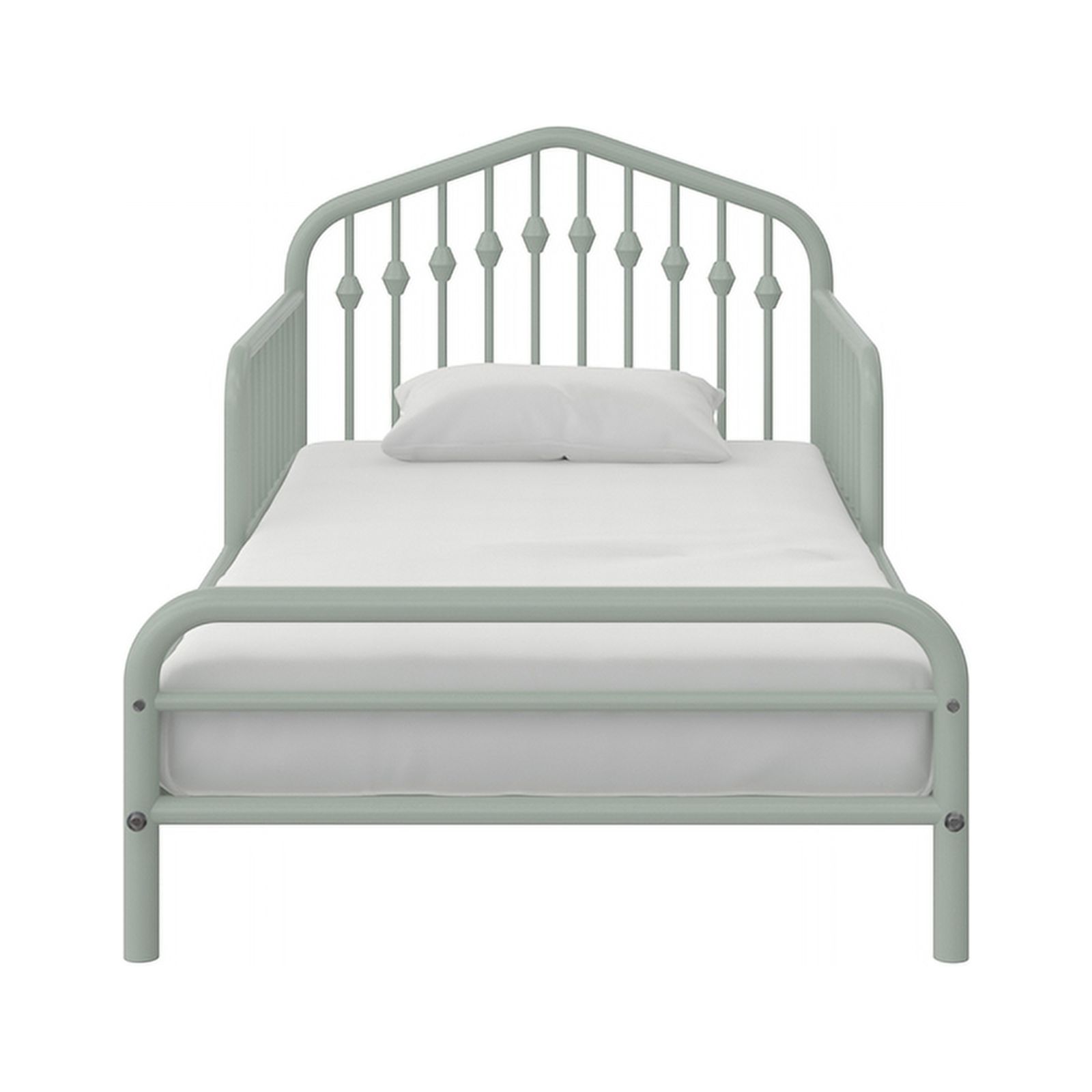 Pemberly Row Modern / Contemporary Metal Toddler Bed in Sage Green
