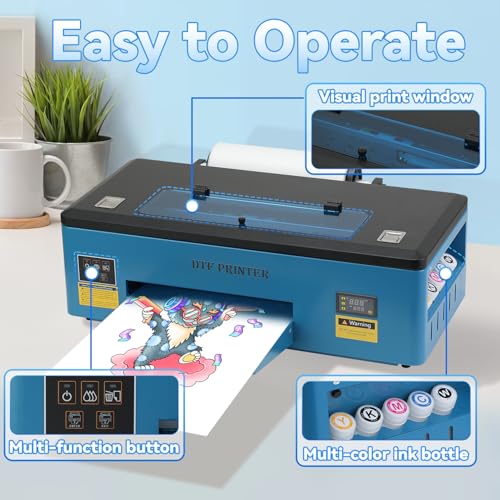 FAFAIR A4 L805 DTF Printer, DTF Printing Machine with Anti-Clogging Technology High Speed Printing, Transfer Printer for DIY T-Shirt, Other Textiles(L805+Oven+Software)