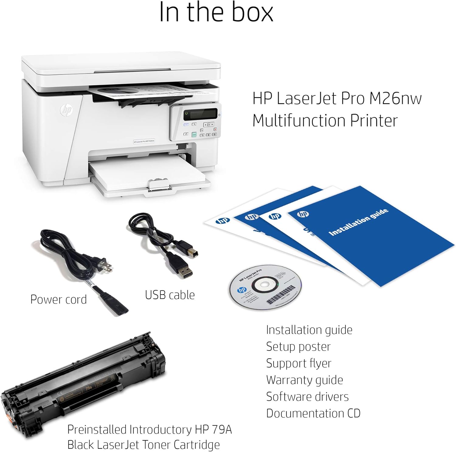 HP Laserjet Pro M26nw Wireless All-in-One Compact Laser Printer, Works with Alexa (T0L50A)
