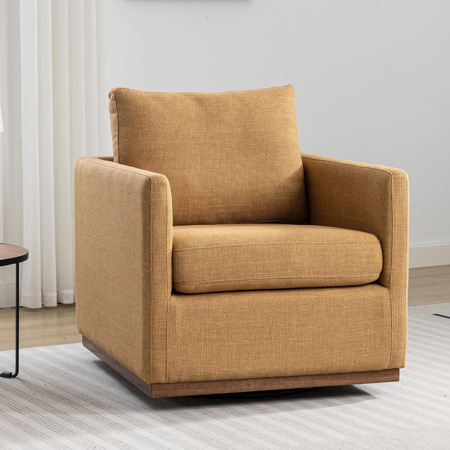 Mid Century Modern Swivel Accent Chair, Mustard Yellow Armchair for Living, Bedroom, Guest Room, Office