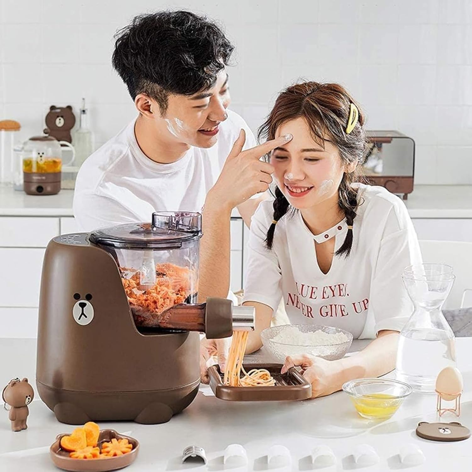 Home Automatic Noodle Maker, Non-Stick Machine Knife And Thickness Settings Electric Noodle Maker 3 Minute Power Off Memory Band Noodle Mold Quick Step 3 Step Making