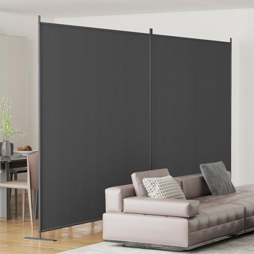 Helios&Hestia 8-Panel 6 ft Tall Indoor Folding Room Divider, Portable Privacy Screen, Freestanding Partition Separator, Temporary Wall Separation for Bedroom, Office, 160" W X 71" H, Dark Grey
