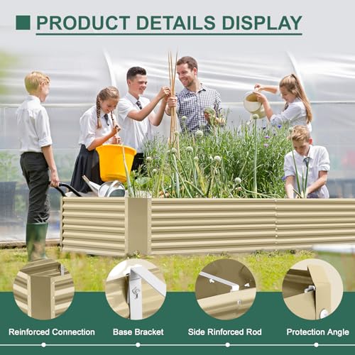 Land Guard 8x4x3ft Rectangular Galvanized Raised Garden Beds, 36" Tall Large-Capacity Metal Planter Box Outdoor, Durable Deep Raised Garden Bed, Raised Beds for Gardening Vegetables, Classic Silver
