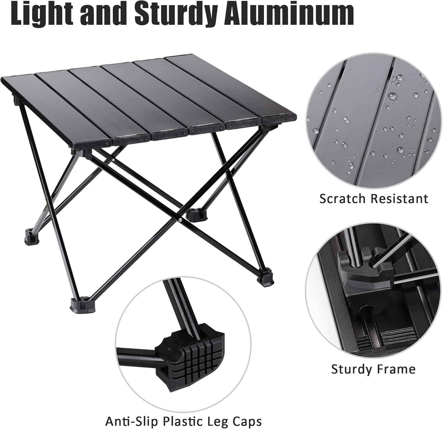aiGear Folding Table Lightweight Compact Aluminum Alloy Camping Square Portable Table 4 Foot for Outdoor Dining Picnic Party(FT011)