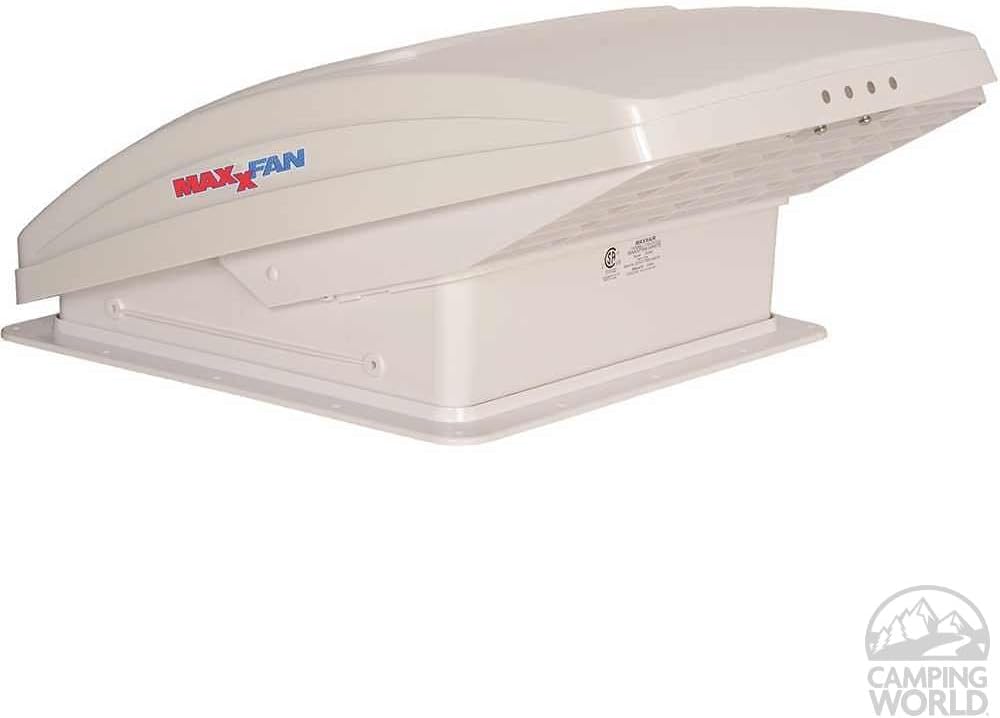 MAXXAIR 0007000K MaxxFan Deluxe Fan with Remote and White Lid, Smoke