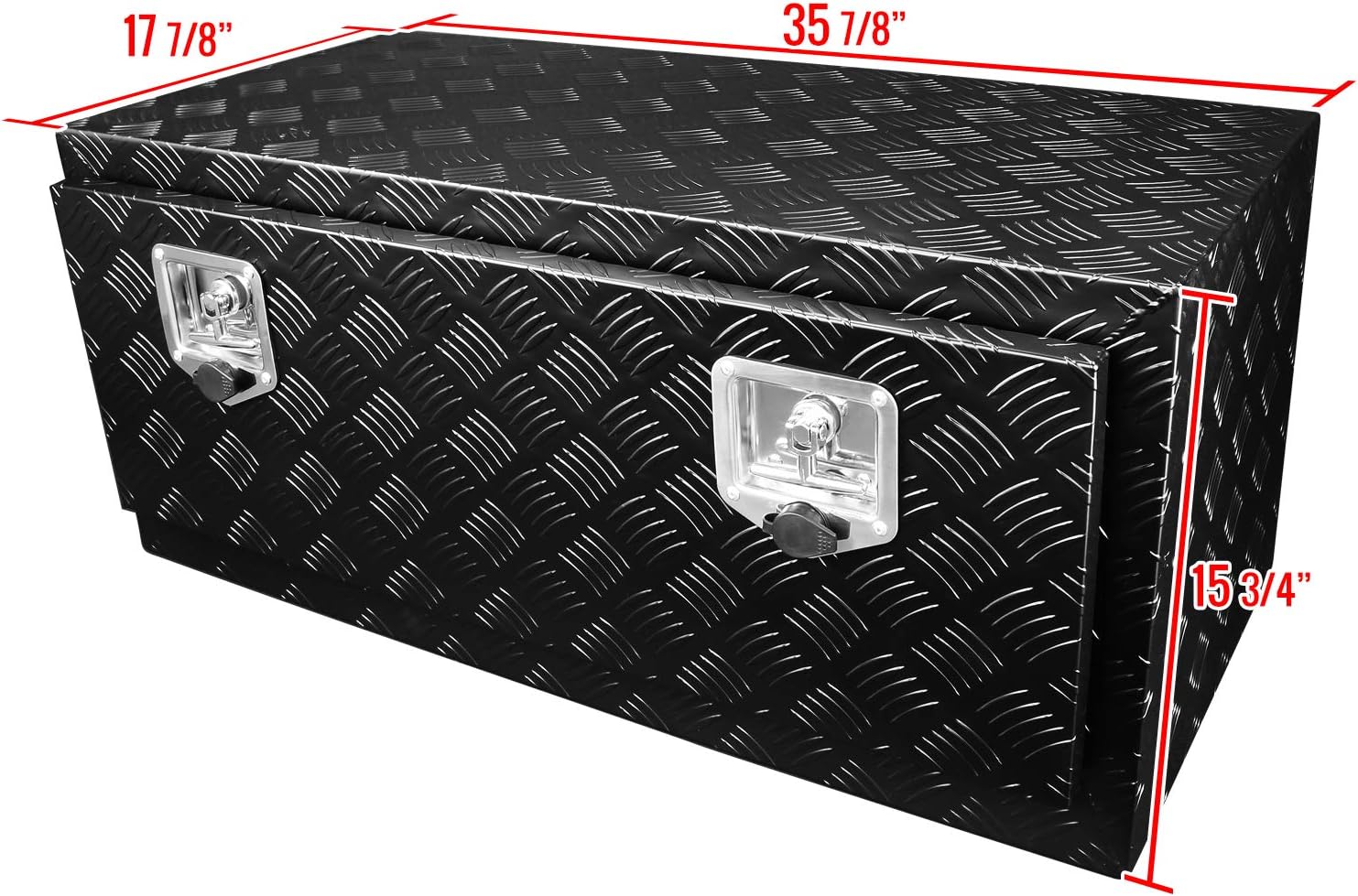 Carpartsinnovate For 29 Truck Pickup Black Aluminum Underbody Tongue Tool Box Trailer Storage+Lock