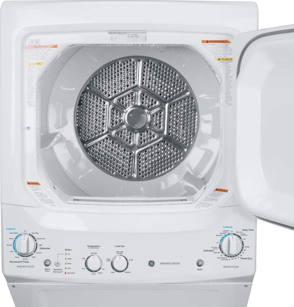 GE GUD27ESSJWW 27" Unitized Spacemaker Washer and Electric Dryer in White