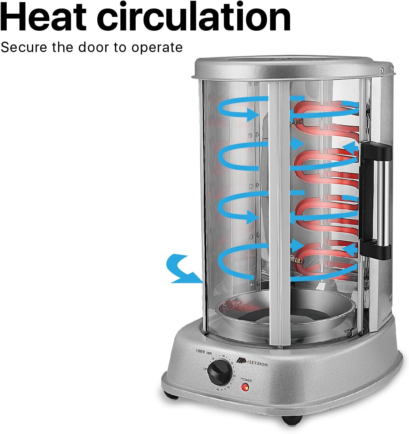 Flexzion Vertical Rotisserie Oven Grill - Countertop Shawarma Machine Kebab Electric Cooker Rotating Oven, Stainless Steel Roaster w/Bake Ware Kebob Skewers Stain Resistant Rotisserie Machine