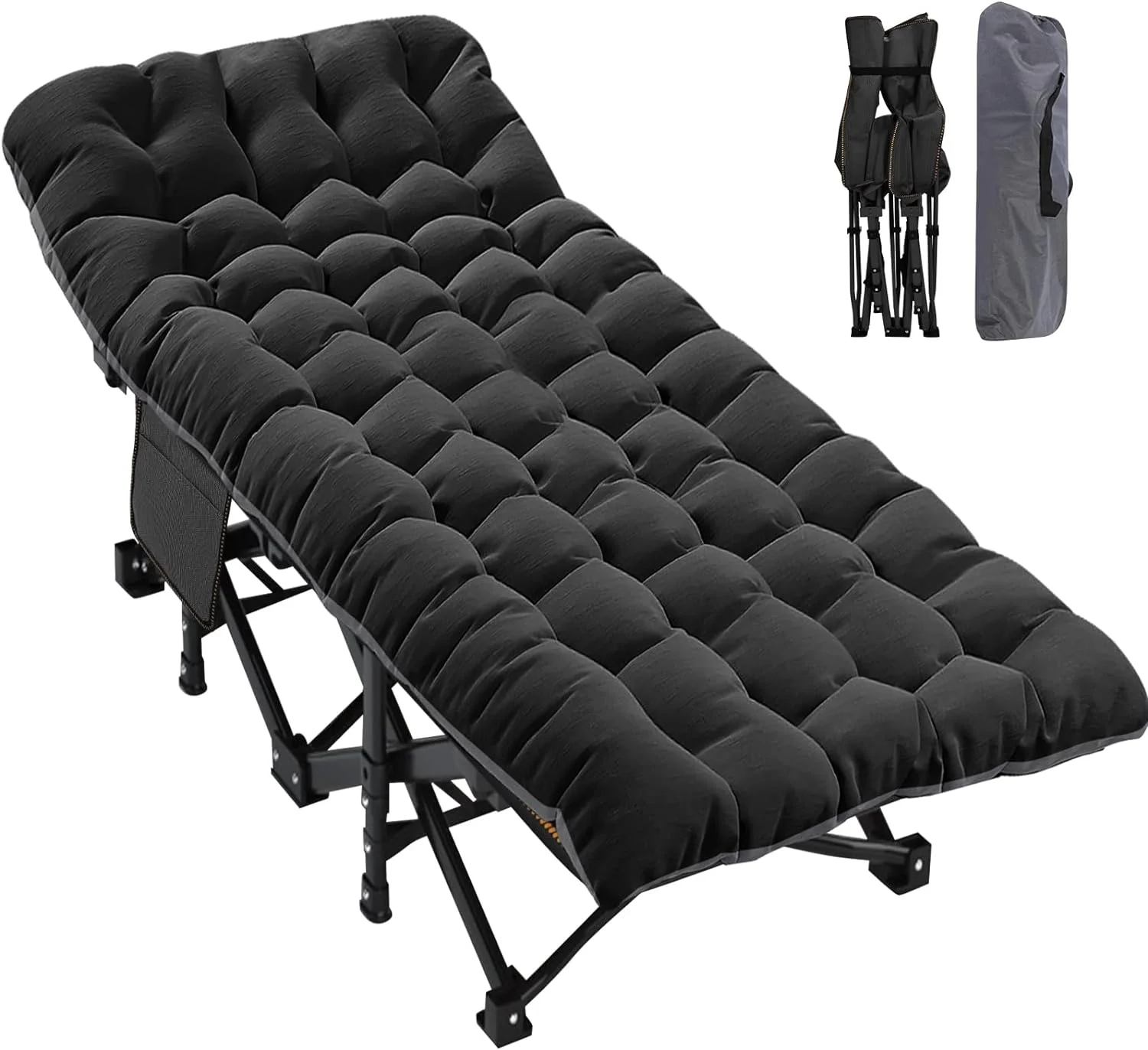 ABORON Oversized XL Folding Sleeping Cots for Adults, 900lb Loading Double-Layer 1200D, Heavy Duty Guest Bed W/Cushion & Carrying Bag