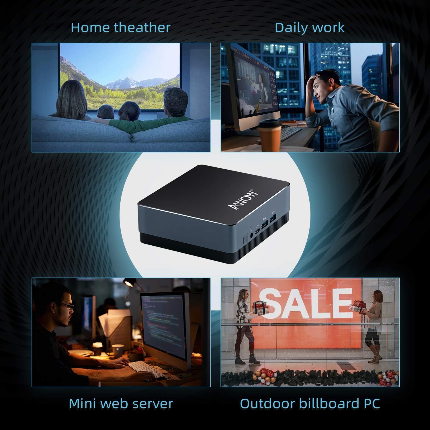 AWOW Mini PC Mini Desktop Computer Windows 10 Intel Celeron J4125 8GB RAM 128GB SATA SSD, Dual Band WiFi, Dual HDMI 2.0X2, USB, Bluetooth, Gigabit Ethernet, NY41 Micro PC