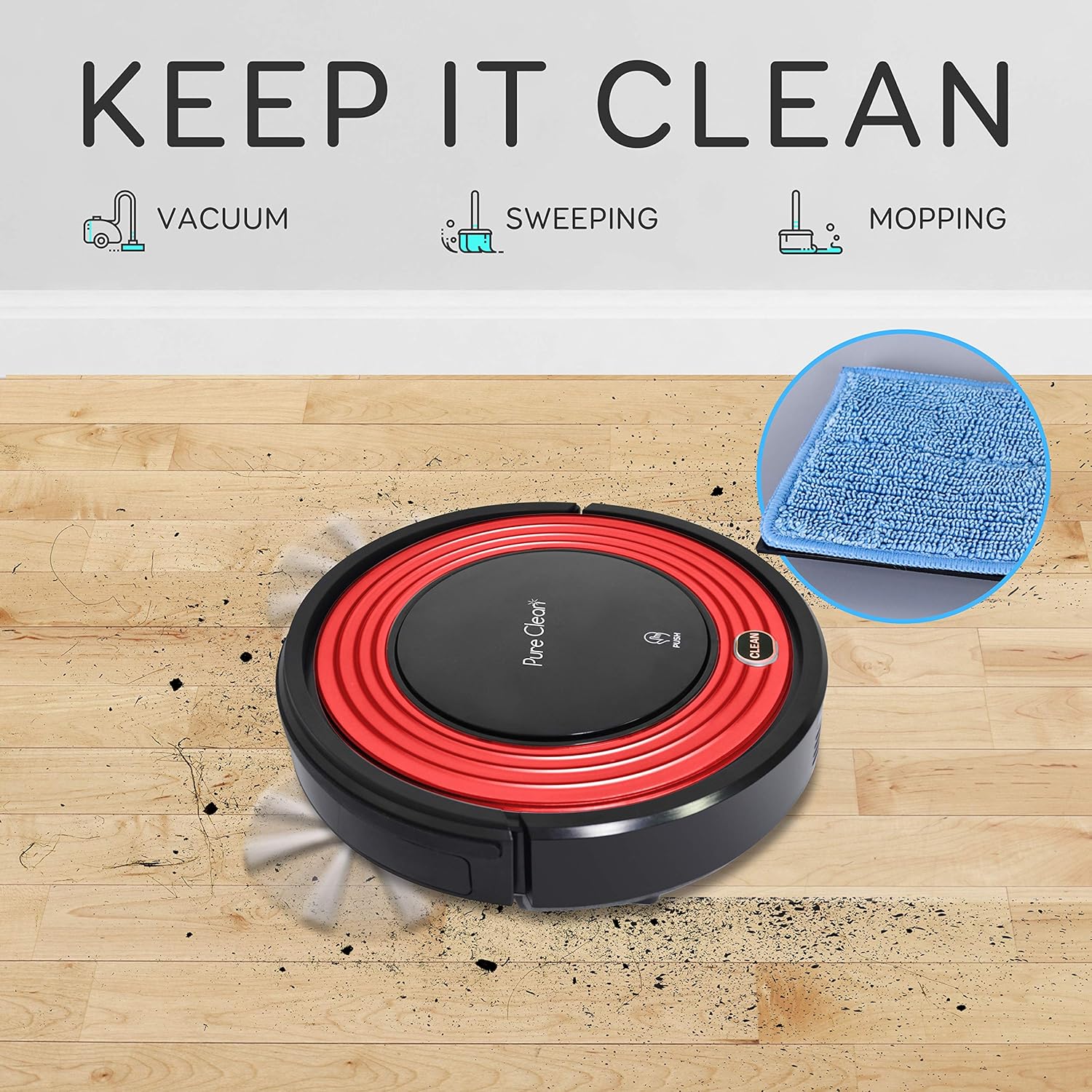 Robot Vacuum Cleaner and Dock - 1500pa Suction w/ Scheduling Activation and Charging Dock - Robotic Auto Home Cleaning for Carpet Hardwood Floor Pet Hair & Allergies Friendly - Pure Clean PUCRC95