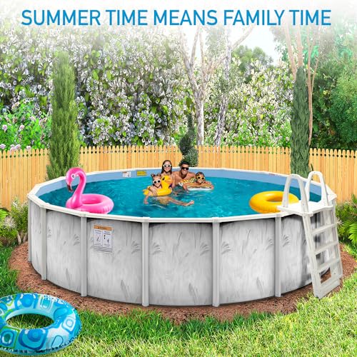 Hollowell Industries 52 Inch Deep Above Ground Pool - Above Ground Swimming Pool with Skimmer - Hard Sided Pool with Steel Wall Frame, Copper Bearing Steel Walls, Beautiful Plant Design