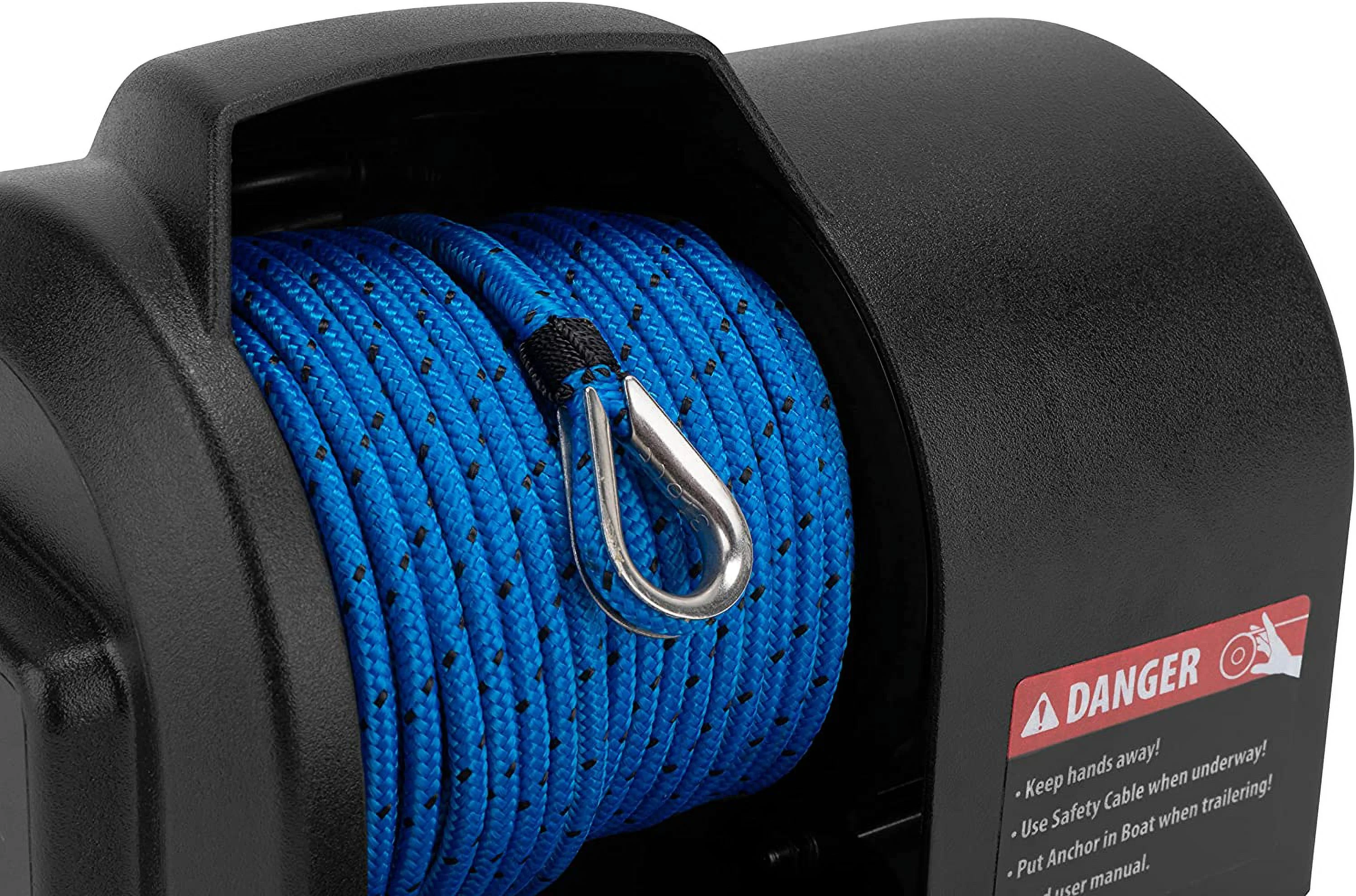 Camco TRAC Outdoors Pontoon 35-G3 Electric Anchor Winch | Features a High-Efficiency, 12-Volt DC, All Steel Gear Motor and 100-feet of Pre-Wound Double-Braid Anchor Rope (69003)