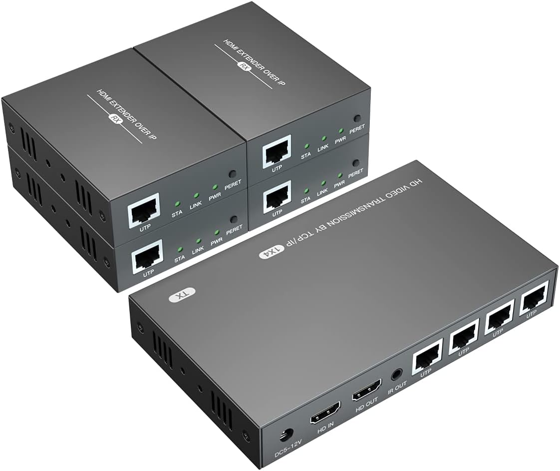HDMI Extender Splitter 1x2 1080P@60Hz Over Cat 5E/6/7 Ethernet Cable 50m (165ft) Support 2 HDMI loopout EDID Copy POC Function (1 in 2 Out)