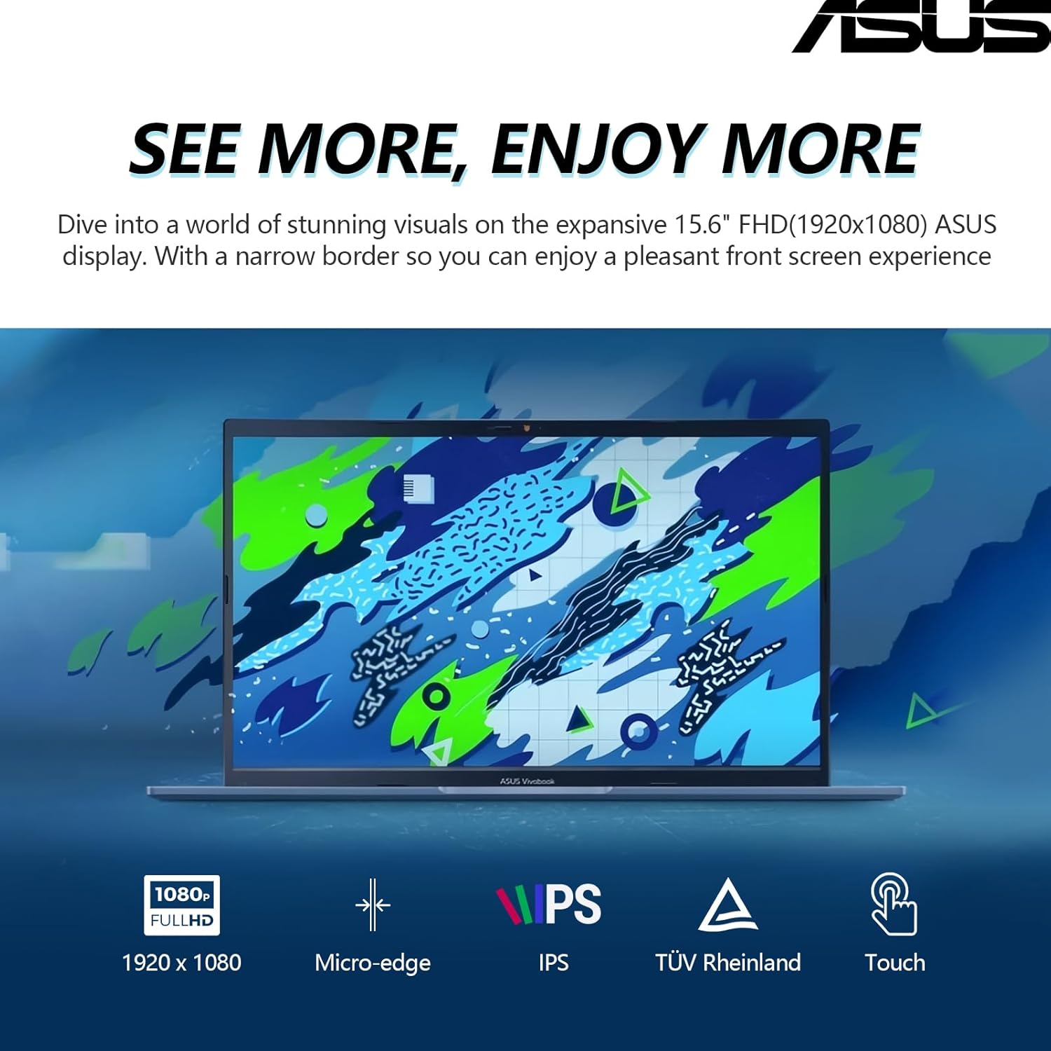 ASUS Vivobook 15 Laptop Touchscreen Computer, 15.6 Laptop Touch Screen FHD, Intel 10 Core i7, 40GB RAM 1TB SSD, Windows 11 Pro Lifetime Microsoft Office Included, Backlit Numeric Keyboard Webcam WiFi6