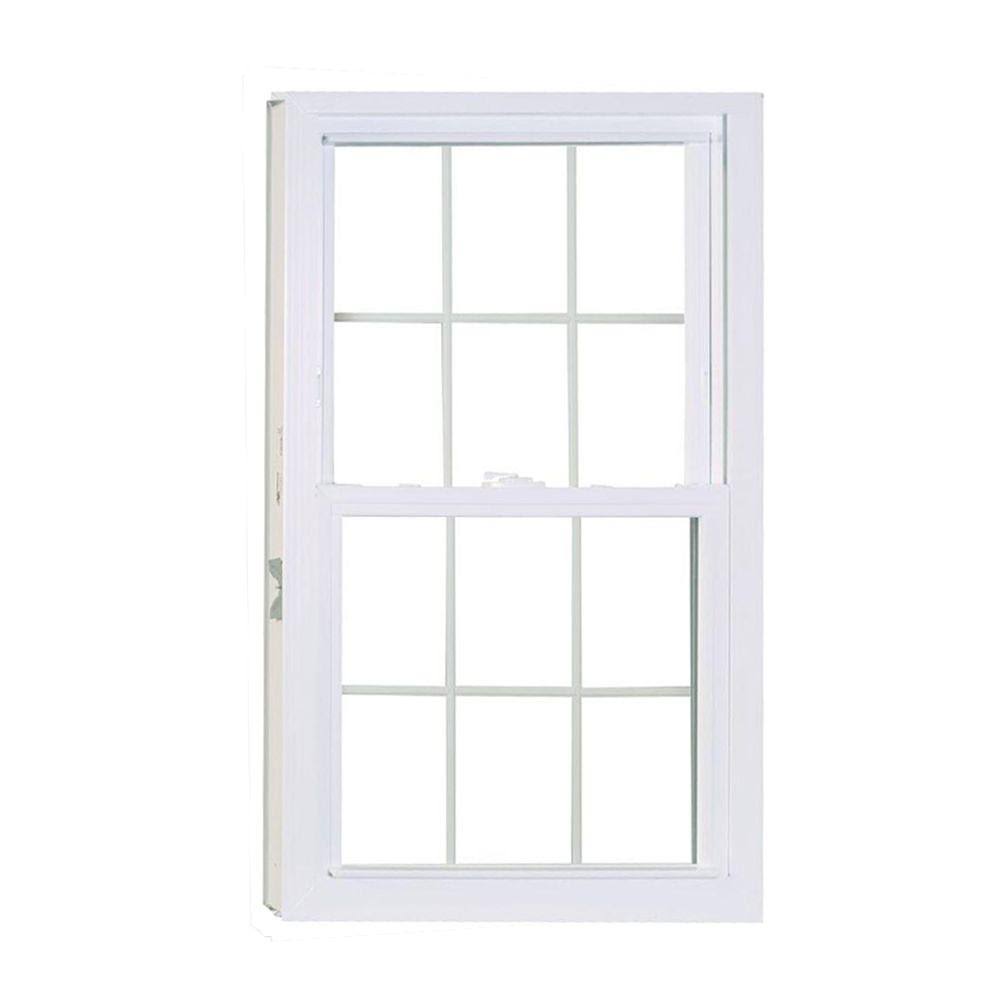 American Craftsman 32 in. x 54 in. 50 Series Double Hung White Vinyl Window with Buck Frame and Colonial Grilles