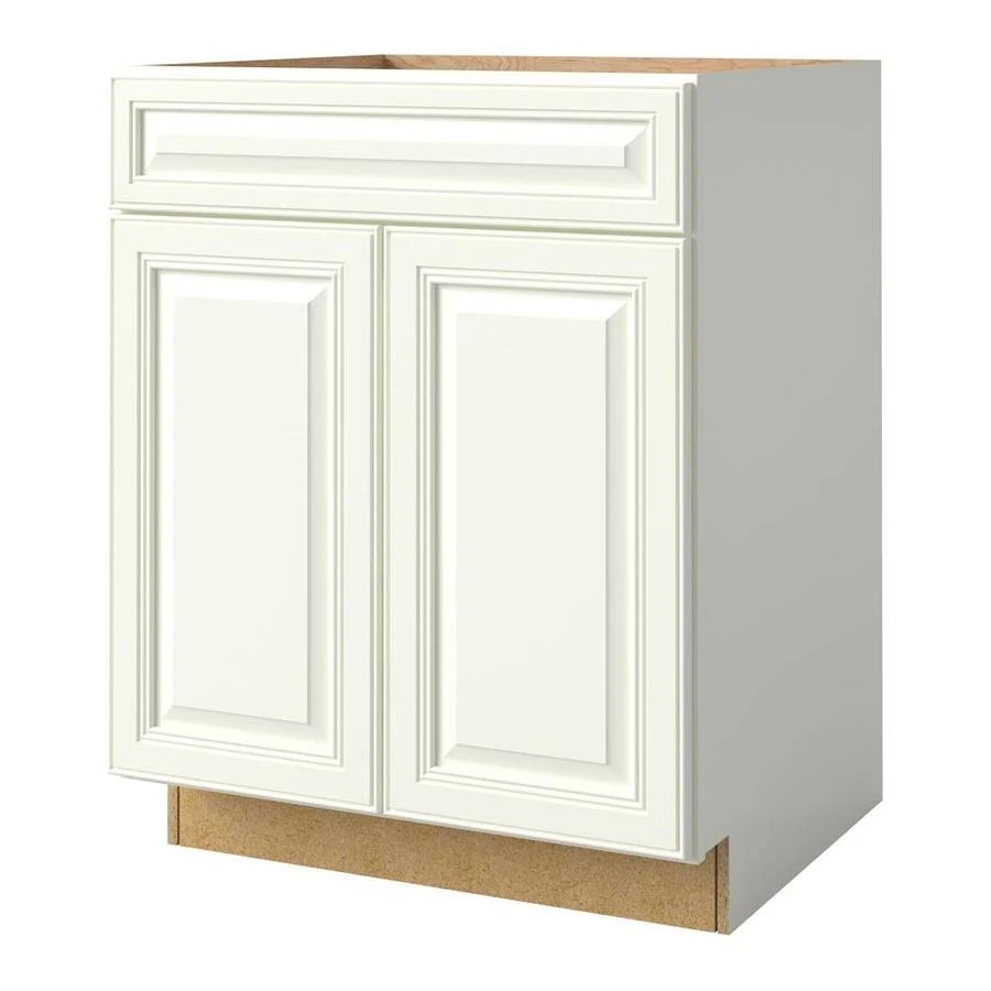 Allen + Roth Dawley 27-in W x 34.5-in H x 24-in D Linen Maple Sink Base Semi-Custom Cabinet in White | 25280DW