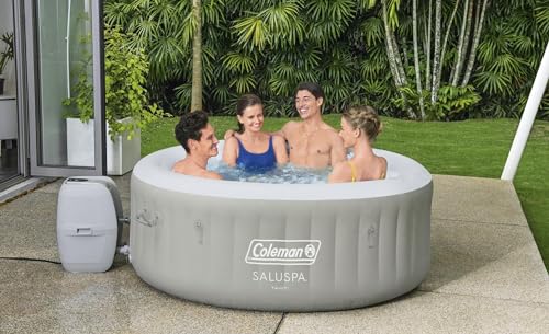 Bestway Coleman Palm Springs 4 to 6 Person EnergySense Smart AirJet Plus Inflatable Hot Tub Outdoor Spa with 140 AirJets and Insulated Cover