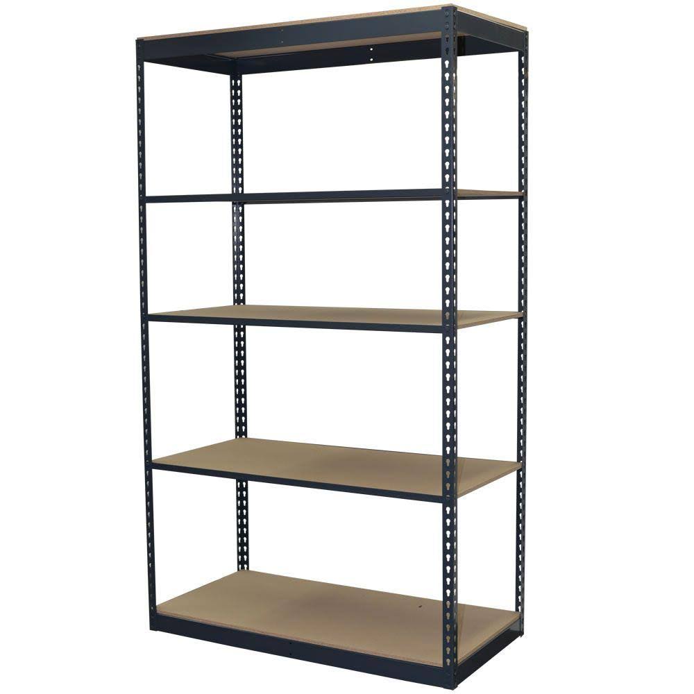 Storage Concepts Office Shelving, Low Profile Boltless, 5 Shelves with Particle Board, 84x22H x 48x22W x 12x22D