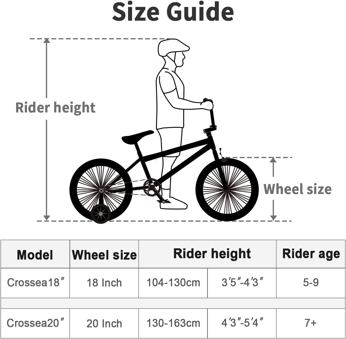 Crossea 18 20 Inch Freestyle BMX Bike for Over 5 Years Old Kids and Beginner-Level Rider, Multiple Colors