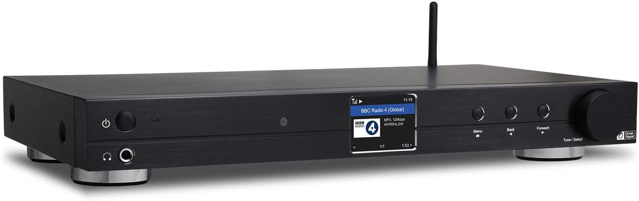 Ocean Digital WiFi Internet Component Radio Tuner (430 mm) WR10 FM/ Ethernet Bluetooth Receiver 2.4" Color Display with Digital Output to Connect Hi-Fi System -Black
