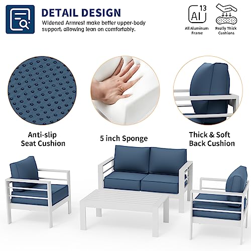 UDPATIO 8 Piece Aluminum Patio Furniture Set, Oversized Modern Outdoor Furniture Set with Olefin Fabric Cushion for Patio Deck Backyard, Dark Grey(with Waterproof Covers)