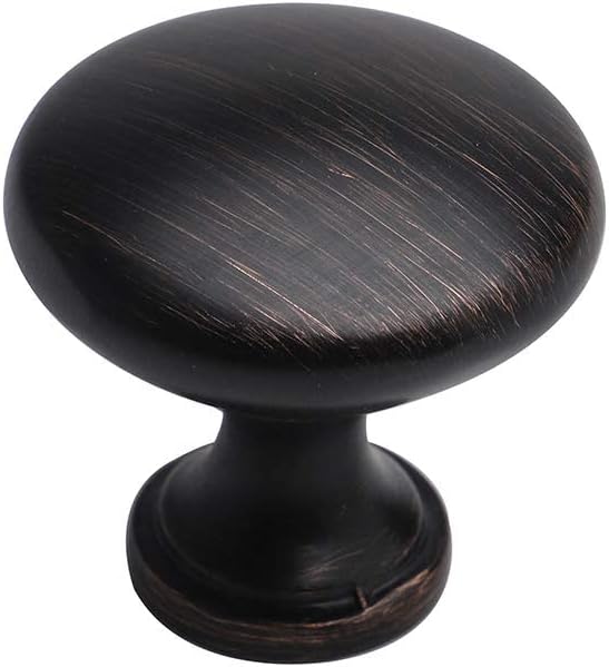 Cabinet Hardware Oval Mushroom Knob - 1-2/5 Diameter 36mm, 10 Pack (Brushed Satin Nickel) Pack of 2