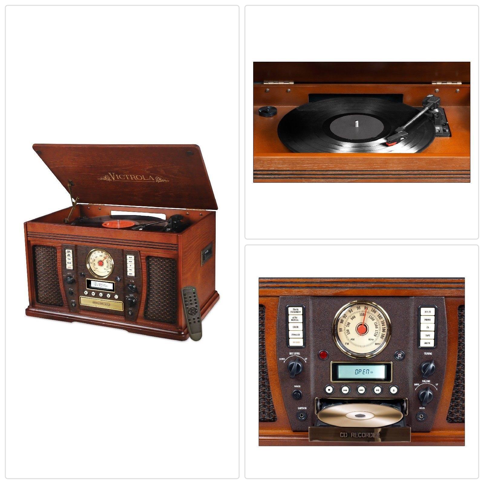 Victrola Aviator 7-in-1 Wooden Turntable with Bluetooth