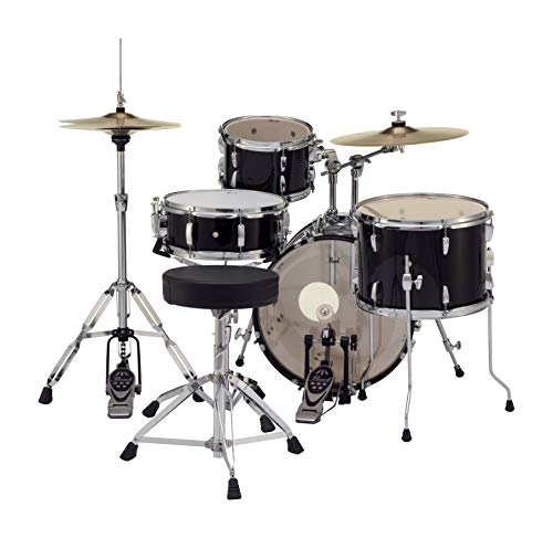 Pearl Roadshow Drum Set 4-Piece Complete Kit with Cymbals and Stands, Charcoal Metallic (RS584C/C706)