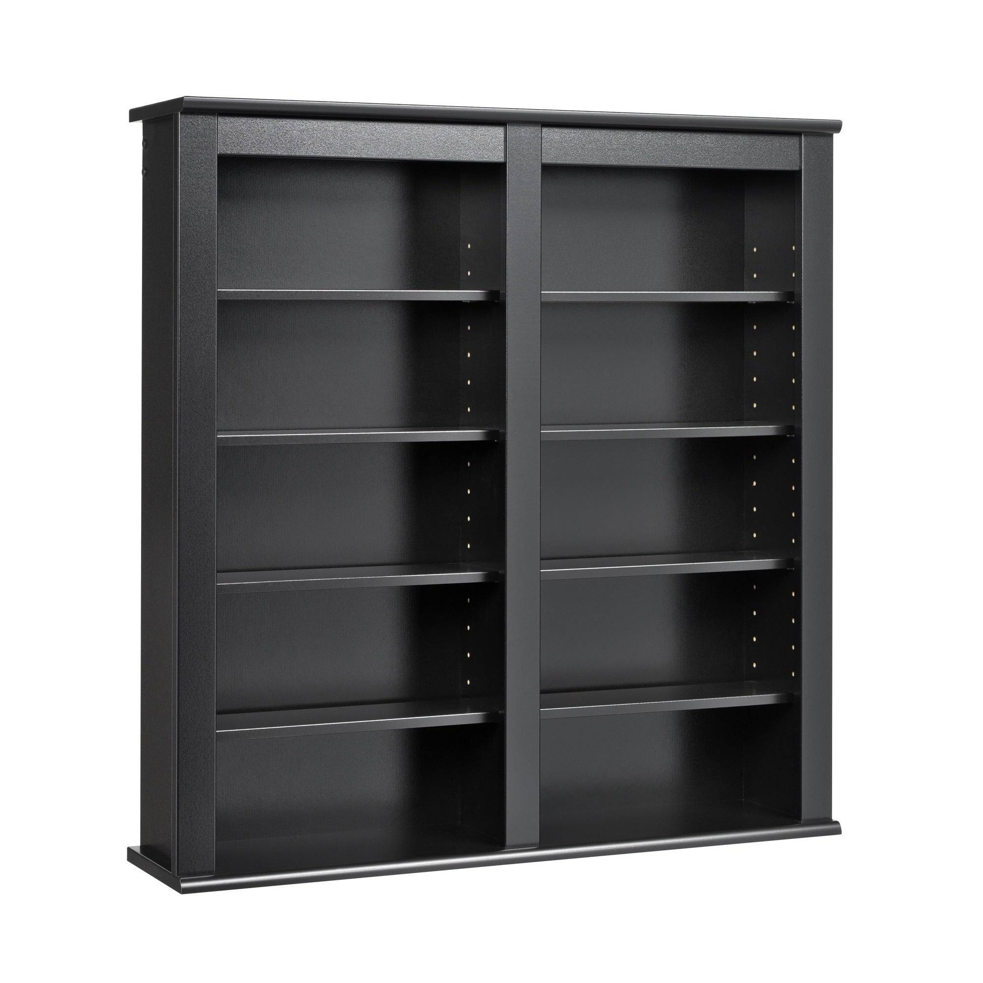 Prepac Double Floating Media Wall Storage Shelf, Black