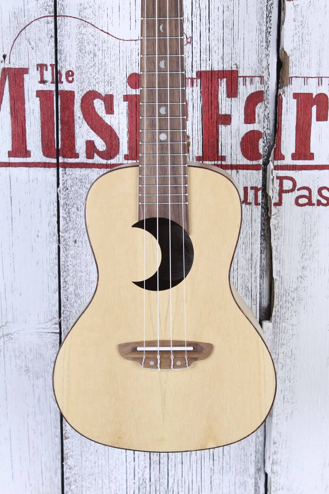 Luna Concert Olive Ash Burl Crescent Ukulele