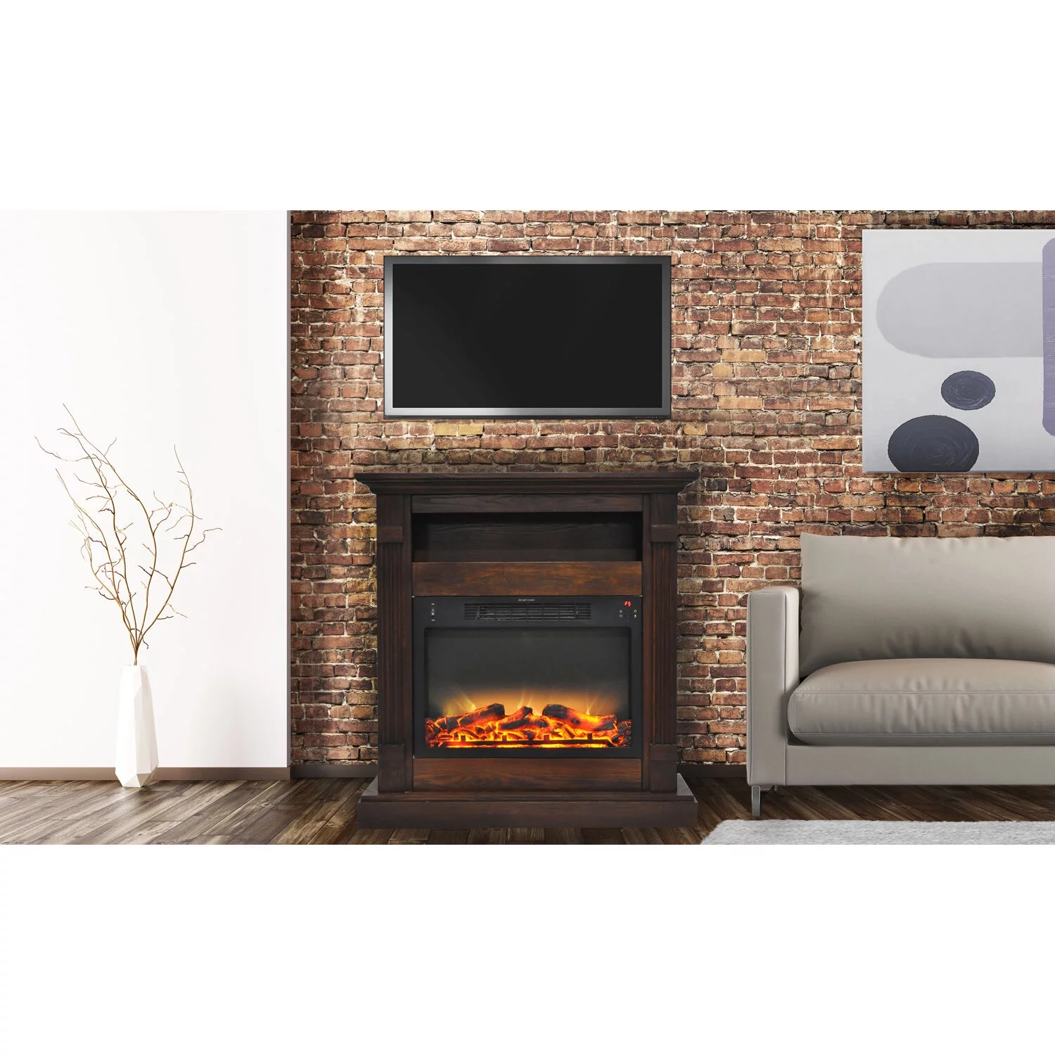 Cambridge Sienna 34" Electric Fireplace Mantel Heater with Enhanced Log and Grate Display - Curated Treasures Market