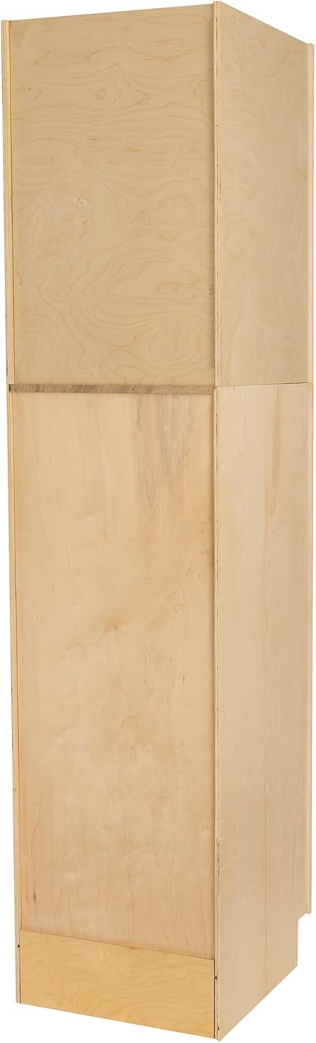 Quicklock RTA (Ready-to-Assemble) | Base Kitchen Cabinets - Shaker Style | 100% Plywood | Made in America | Soft Close Hardware (Raw Maple, 24" D x 18" W x 96" H Pantry)