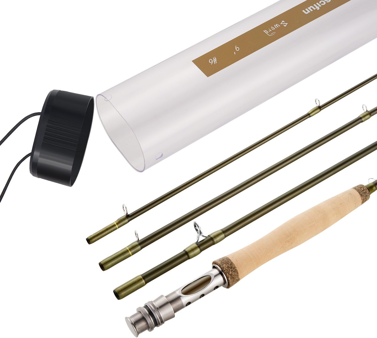 Piscifun Sword Fly Fishing Rod 4 Piece 9ft Graphite- IM7 Carbon Fiber Blank - Accurate Placement - Ingenious Design - Chromed Guide and Durable Rod Tube (Size: 4/5/6/7/9wt)