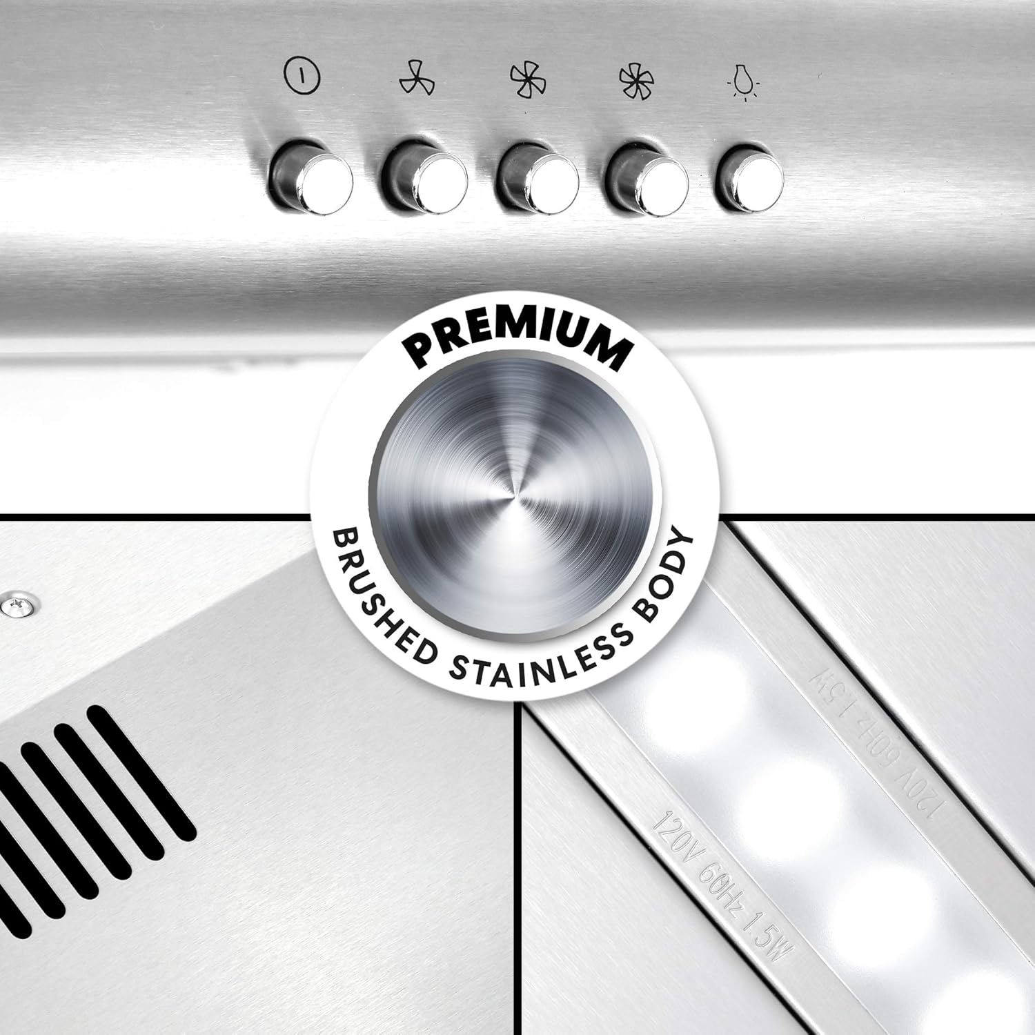 Cosmo COS-5MU36 36 in. Under Cabinet Range Hood Ductless Convertible Duct, Slim Kitchen Stove Vent with 3 Speed Exhaust Fan, Reusable Filter and LED Lights in Stainless Steel, 36 inch