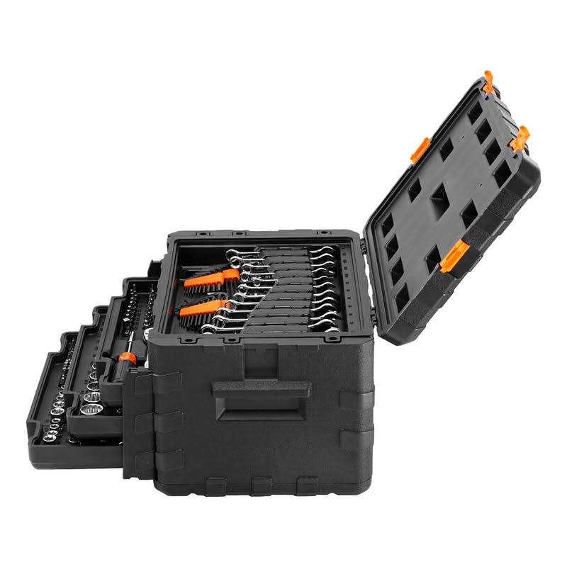 VEVOR Mechanics Tool Set and Socket Set, 1/4 3/8 1/2 Drive Deep and Standard Sockets, 450 Pcs SAE and Metric Mechanic Tool Kit with Bits - Shop Hardware Tools Online Store