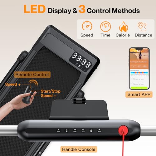 Walking Pad, Under Desk Treadmill with Incline, Portable Walking Pad Treadmill for Home and Office with APP & Remote Control and Smart Voice Control, 320+ lbs Capacity