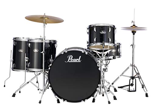 Pearl Roadshow Drum Set 4-Piece Complete Kit with Cymbals and Stands, Charcoal Metallic (RS584C/C706)