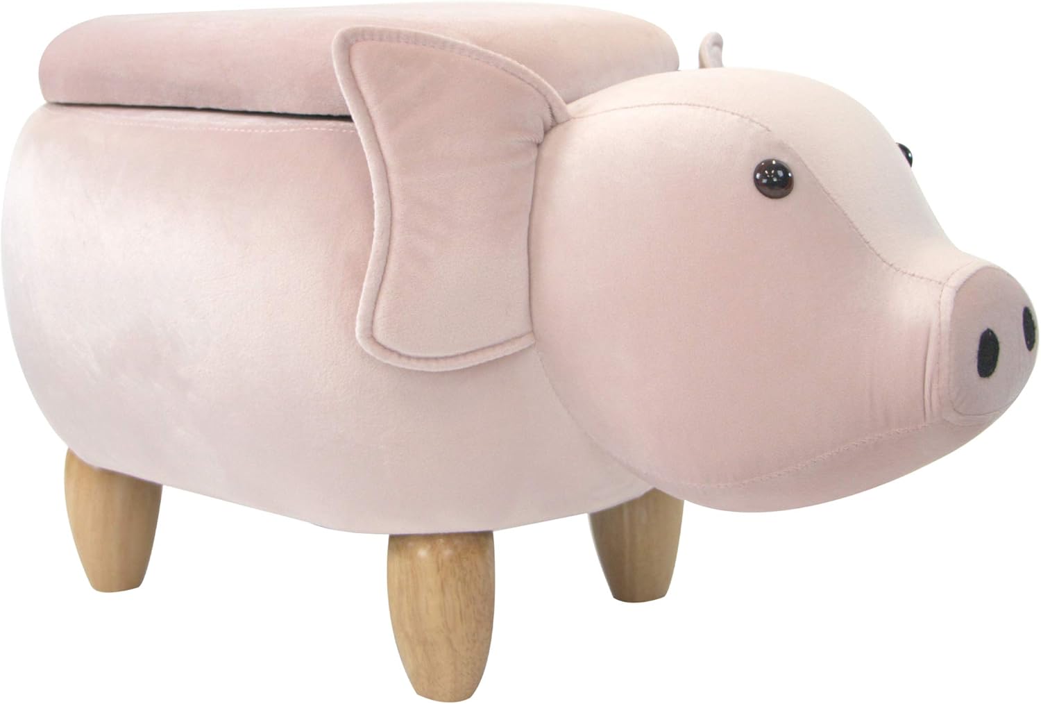Critter Sitters Pink 15-in. Seat Height Pig Animal Shape Storage Ottoman Furniture Pack of 2
