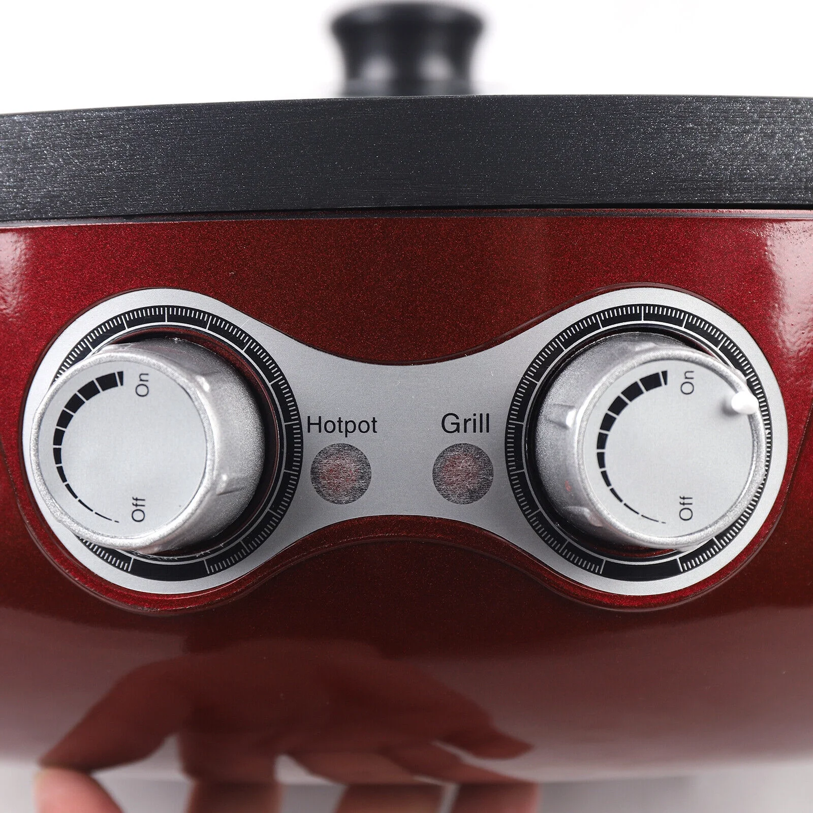 2-in-1 Electric Smokeless Grill + Hot Pot BBQ Grill Soup Shabu Pot 2200W Red